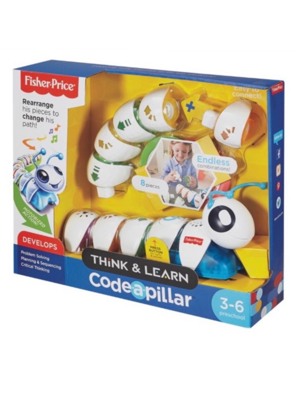 Fisher Price Codepillar Think and Learn Code A Pillar Caterpillar STEM Toy - Picture 2 of 2